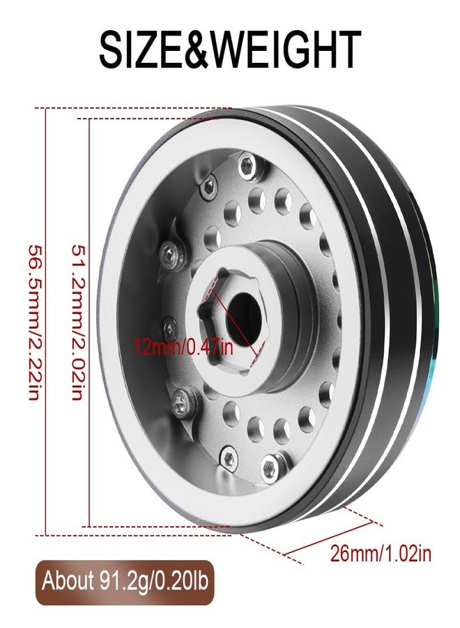 GLOBACT عجلات GLOBACT Rainbow 1.9 Beadlock قابلة للتعديل بإزاحة -10 مم / -13 مم، حافة ألومنيوم لسيارات TRX4 TRX6 Axial SCX10 FMS Redcat RC4WD Gmade 1/10 RC Crawler، قطع غيار للترقية (تيتانيوم) - Image 2